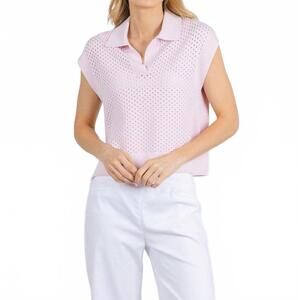 NEW AUTUMN CASHMERE boxy mesh jonny collar muscle tee in powder pink